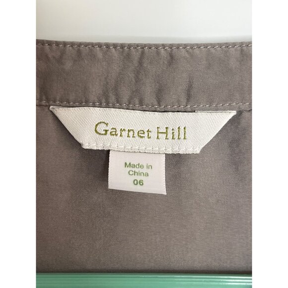 Garnet Hill 100% Silk V-Neck 3/4‎ Sleeve Ruffle Placard Neckline Blouse Gray 6 - Picture 4 of 7